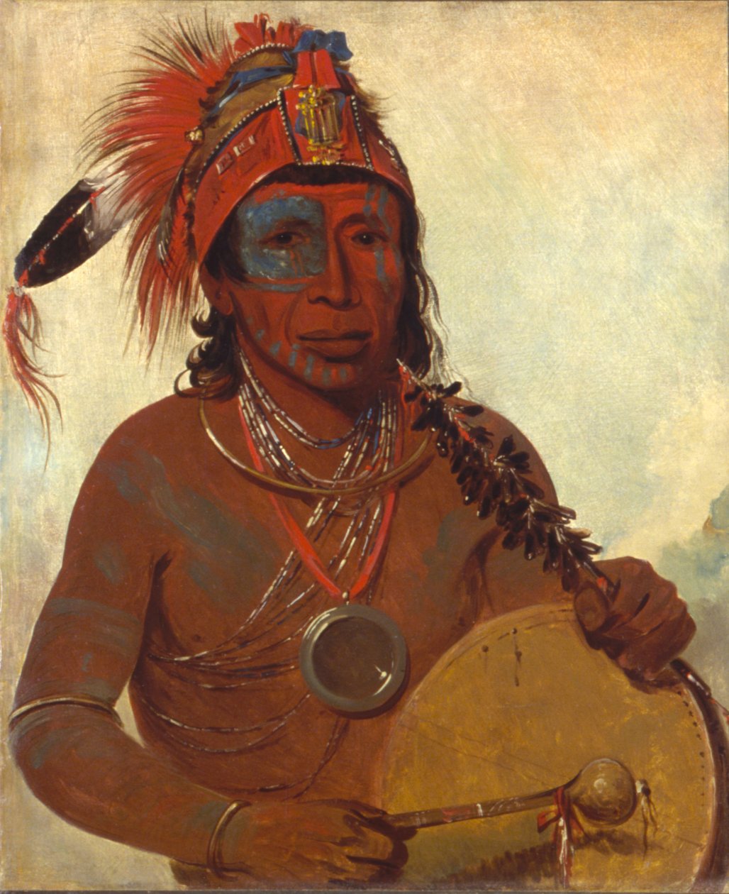 Tóh-to-wah-kón-da-pee, Medicina Blu, un uomo di medicina della banda Ting-ta-to-ah da George Catlin