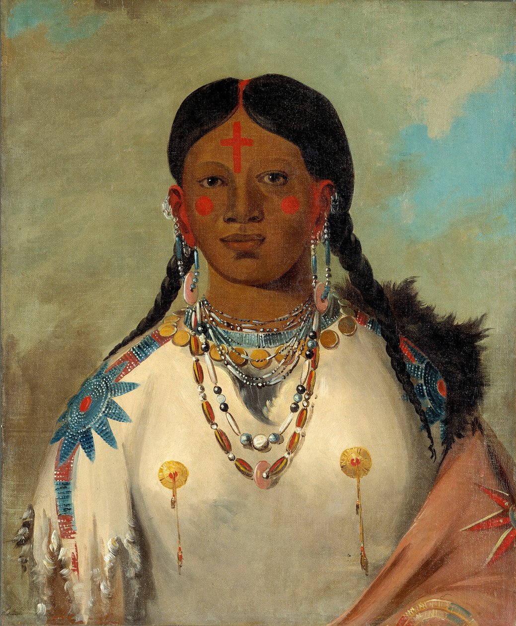 Tís-se-wóo-na-tís, Colei che si lava le ginocchia, moglie del Capo da George Catlin