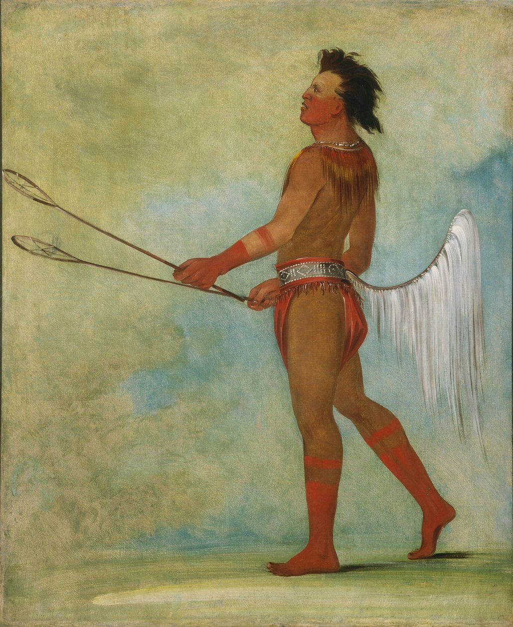 Tul-lock-chísh-ko, beve il succo della pietra, in abito da giocatore di palla da George Catlin