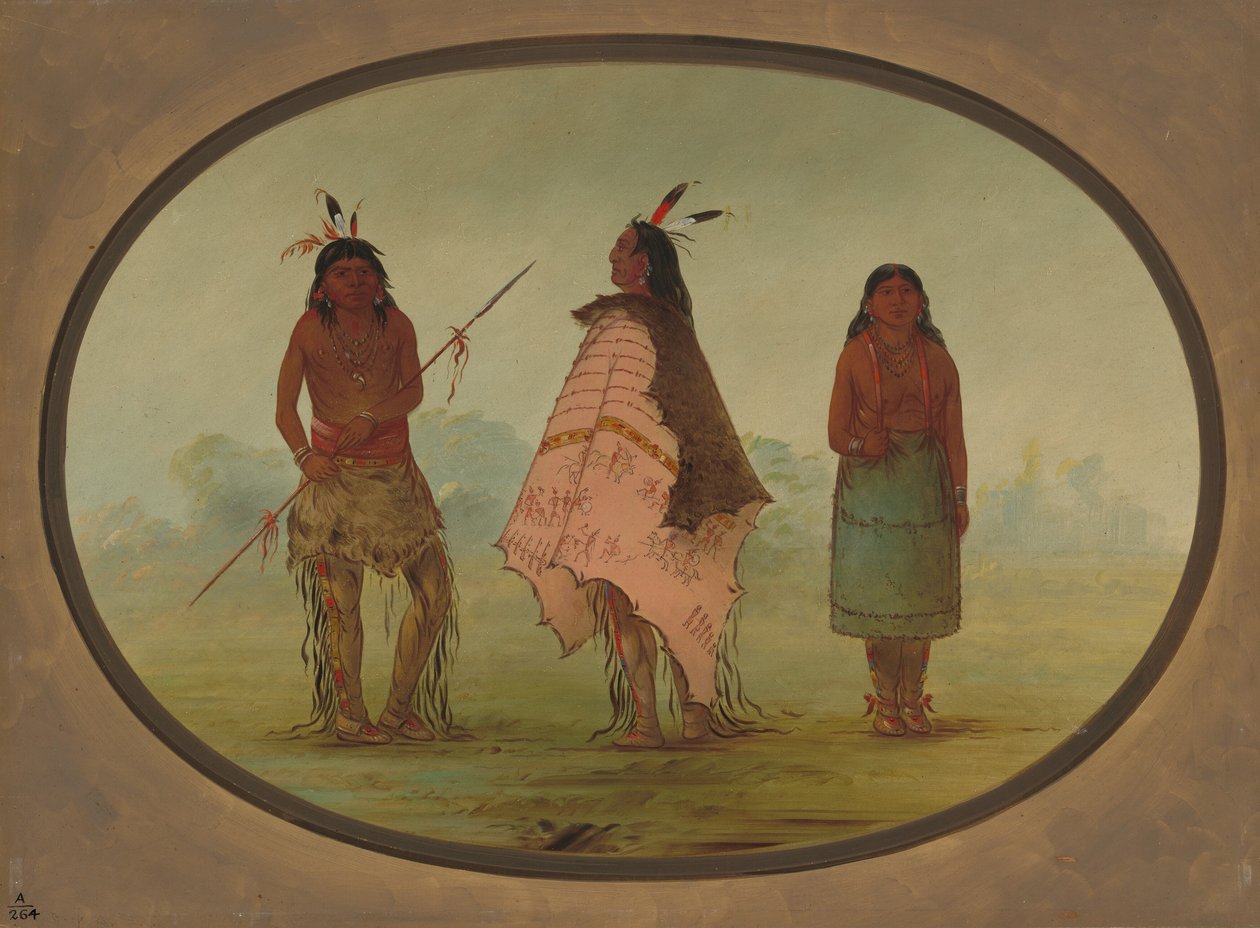 Due guerrieri Apache e una donna da George Catlin