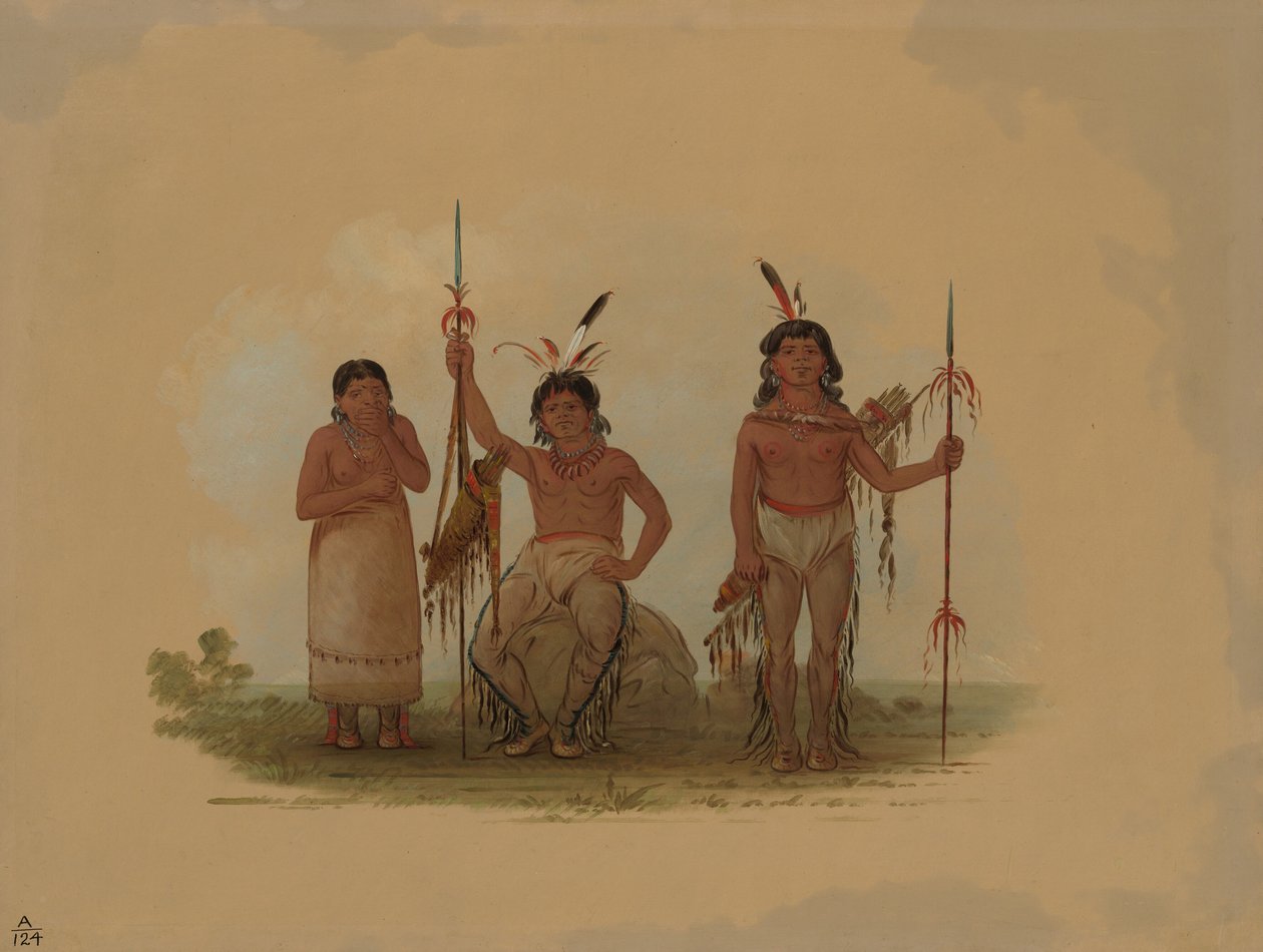 Due guerrieri Arapaho e una donna, 1861-1869 da George Catlin