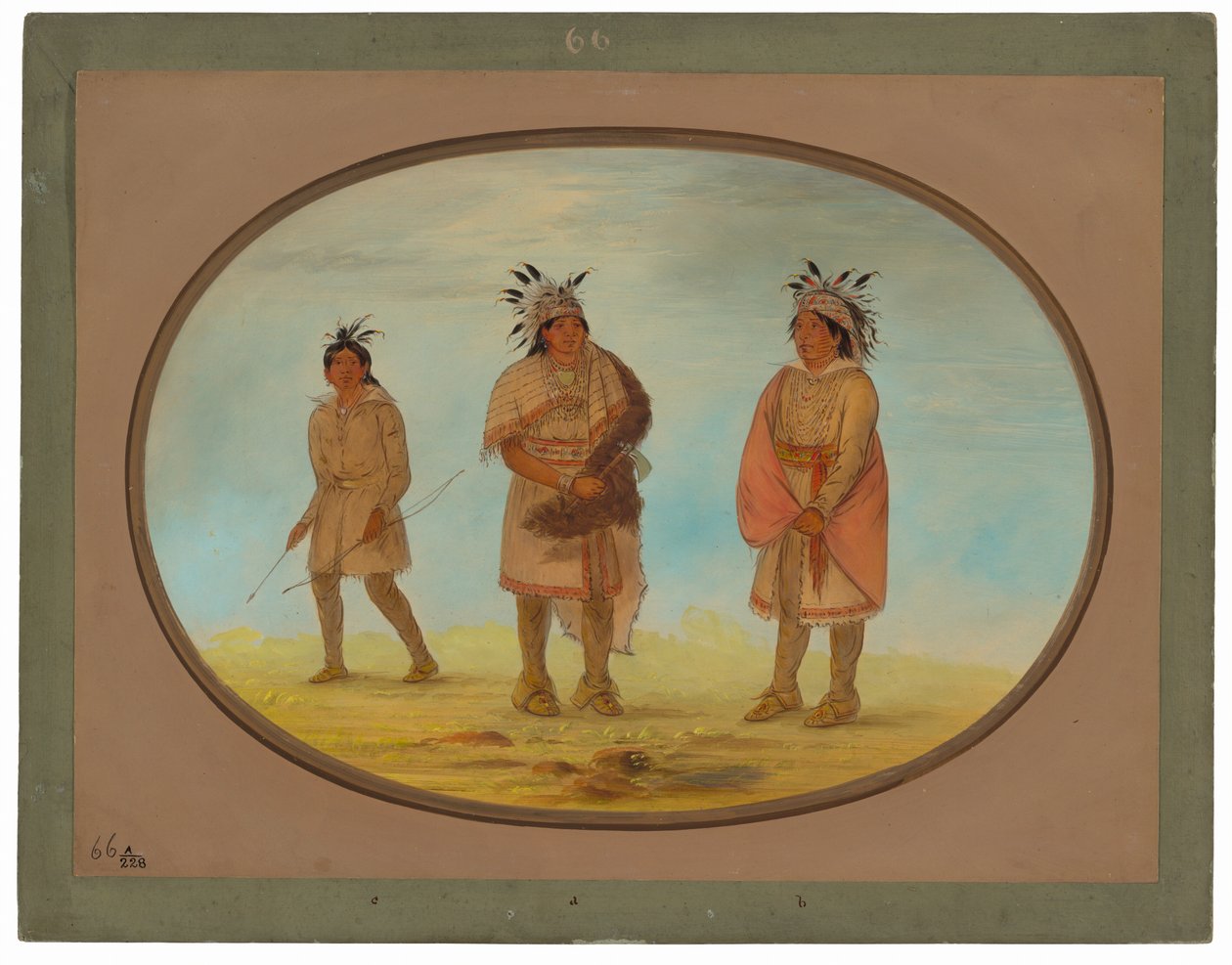 Due Guerrieri Weeah e una Donna da George Catlin