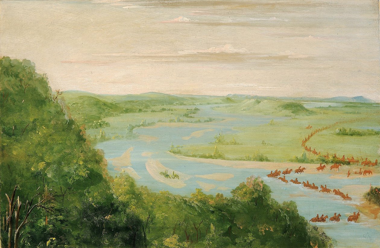 Veduta del fiume Canadian, attraversamento dei dragoni da George Catlin