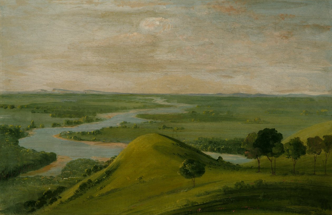 Vista della confluenza del Red River e del False Washita, in Texas da George Catlin