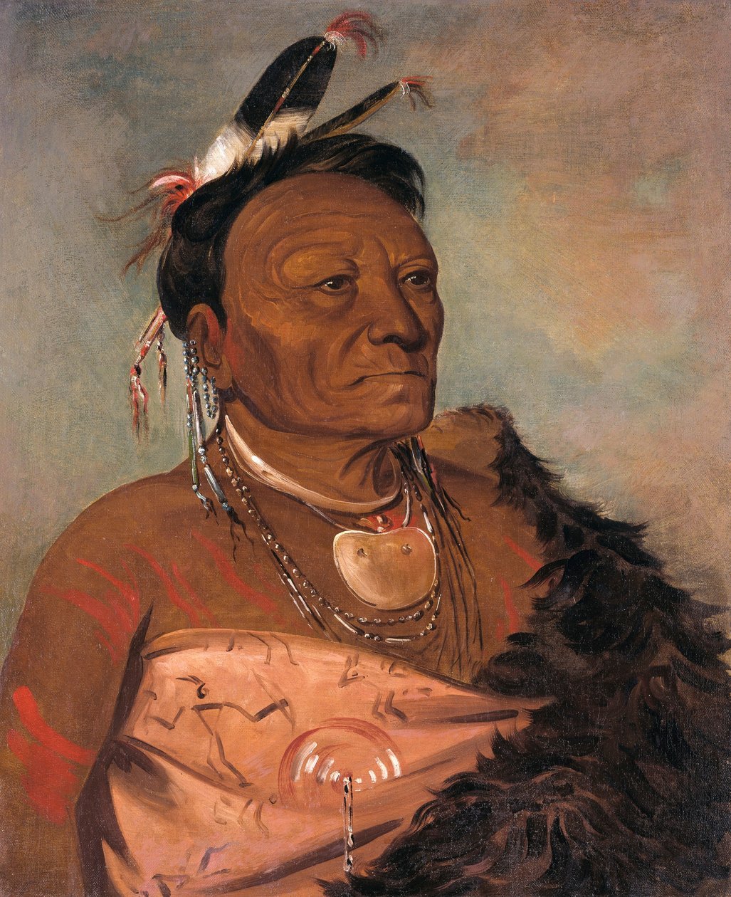 Wee-tá-ra-shá-ro, capo della tribù da George Catlin