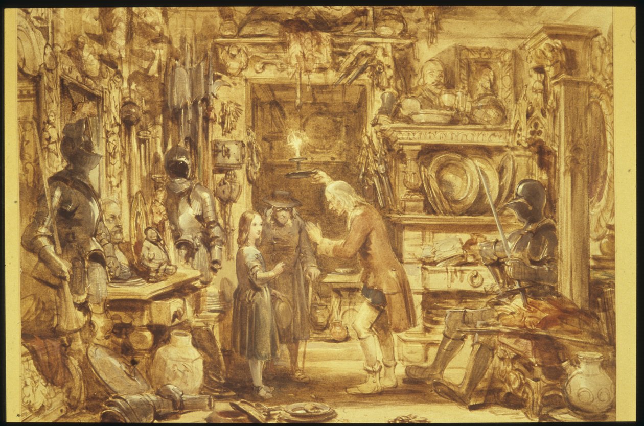 La vecchia bottega di curiosità - La casa di Little Nell - Interno della vecchia bottega di curiosità, 1840 da George Cattermole