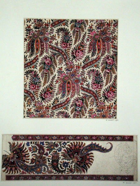 Disegni di tessuti per scialli Paisley, c.1871 (guazzo su carta) da George Charles Haite