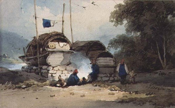 Accampamento lungo il fiume, Cina da George Chinnery