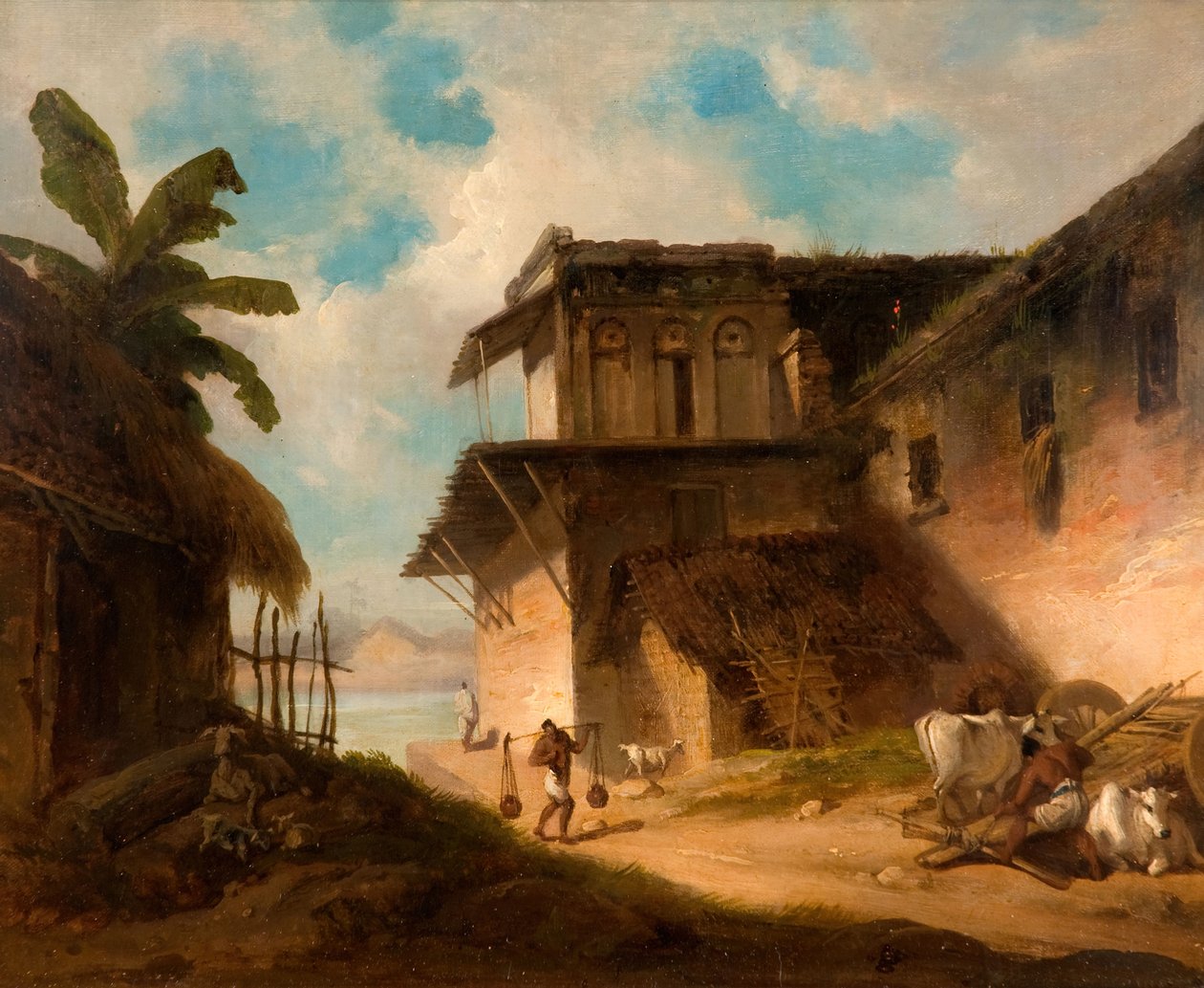 Scena di un villaggio del Bengala, 1821 da George Chinnery