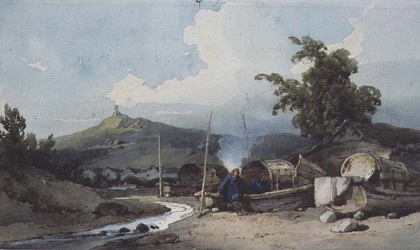 Abitazioni su barche, Macao, Cina da George Chinnery
