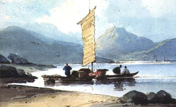 Barca con vela gialla, Cina da George Chinnery