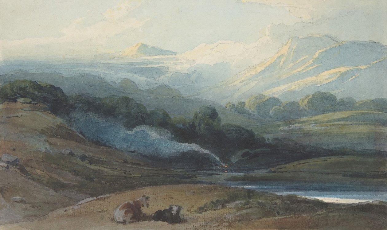 Bovini a Riposo in un Paesaggio Montuoso, ca. 1808-12 da George Chinnery