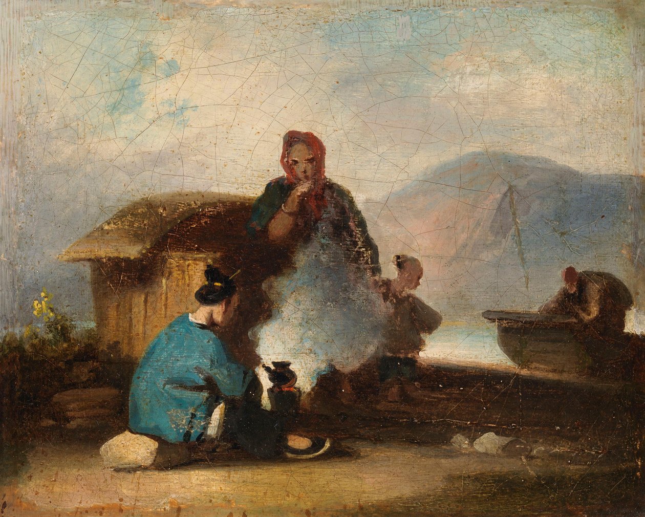 Scena cinese, donne che preparano il tè da George Chinnery