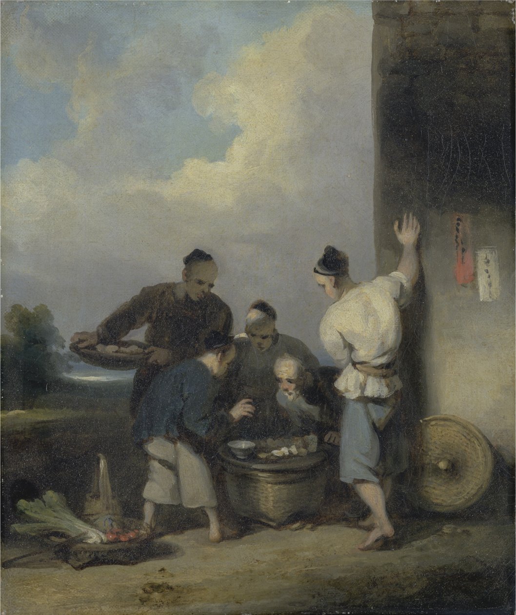 Coolies intorno alla bancarella del venditore di cibo da George Chinnery