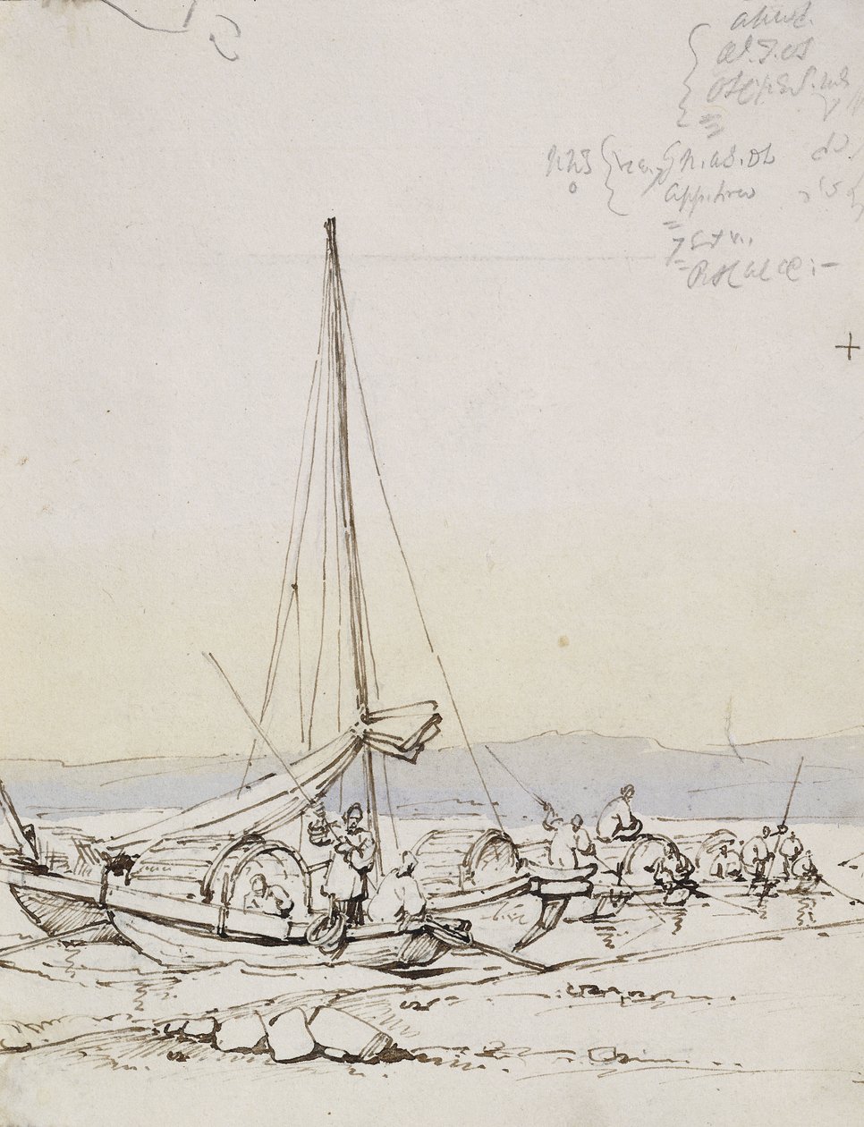 Barche Tanka sulla riva da George Chinnery
