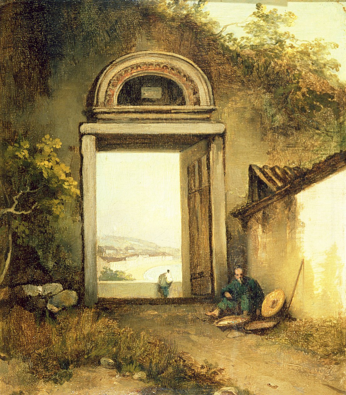 Vista di Praya Grande, Macao, da una porta sulla collina di Penha da George Chinnery