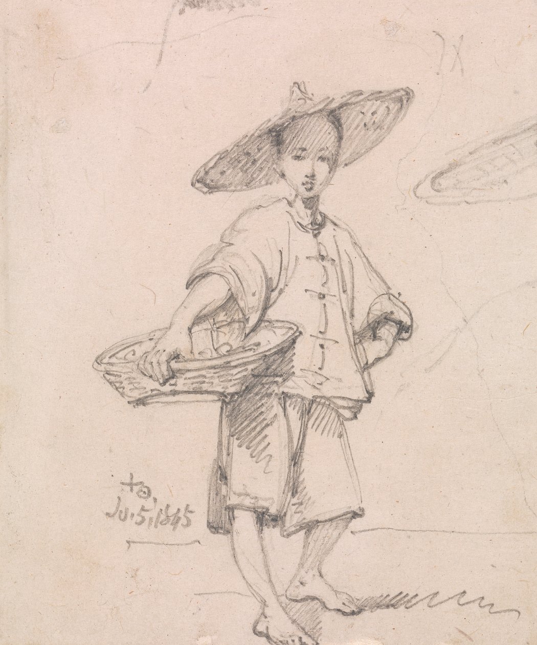 Giovane persona con un cesto da George Chinnery
