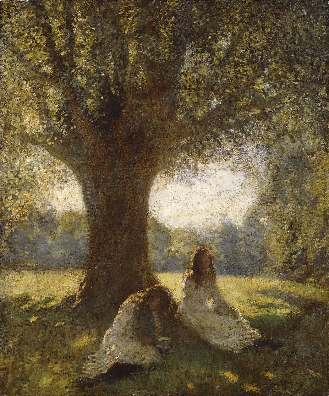 Un posto ombreggiato (c.1920) da George Clausen