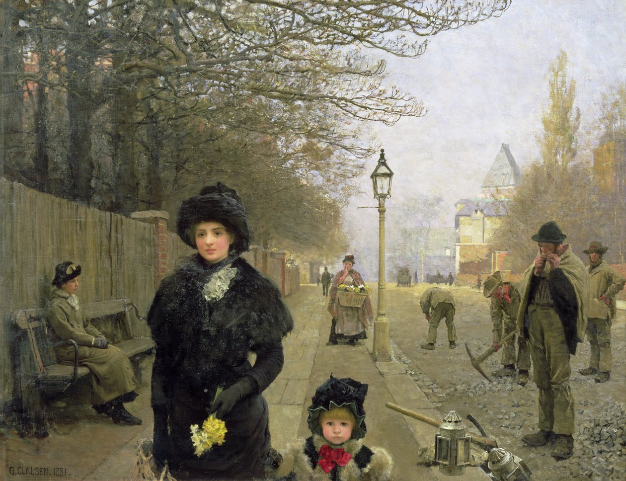 Una mattina di primavera, Haverstock Hill, 1881 da George Clausen