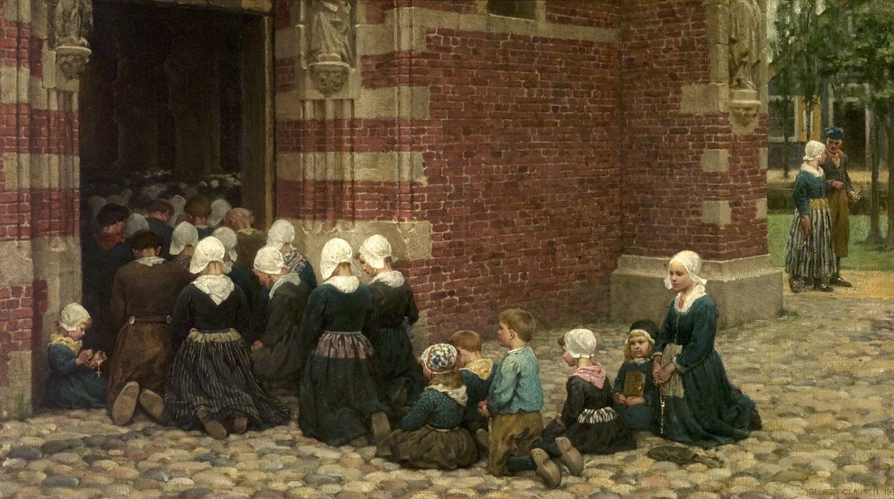 Messa solenne in un villaggio di pescatori sullo Zuyder Zee, Olanda da George Clausen
