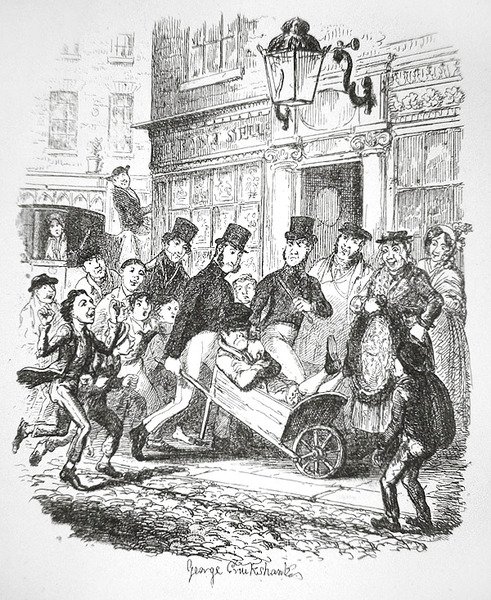 Un borseggiatore in custodia, c.1835 (incisione) da George Cruikshank