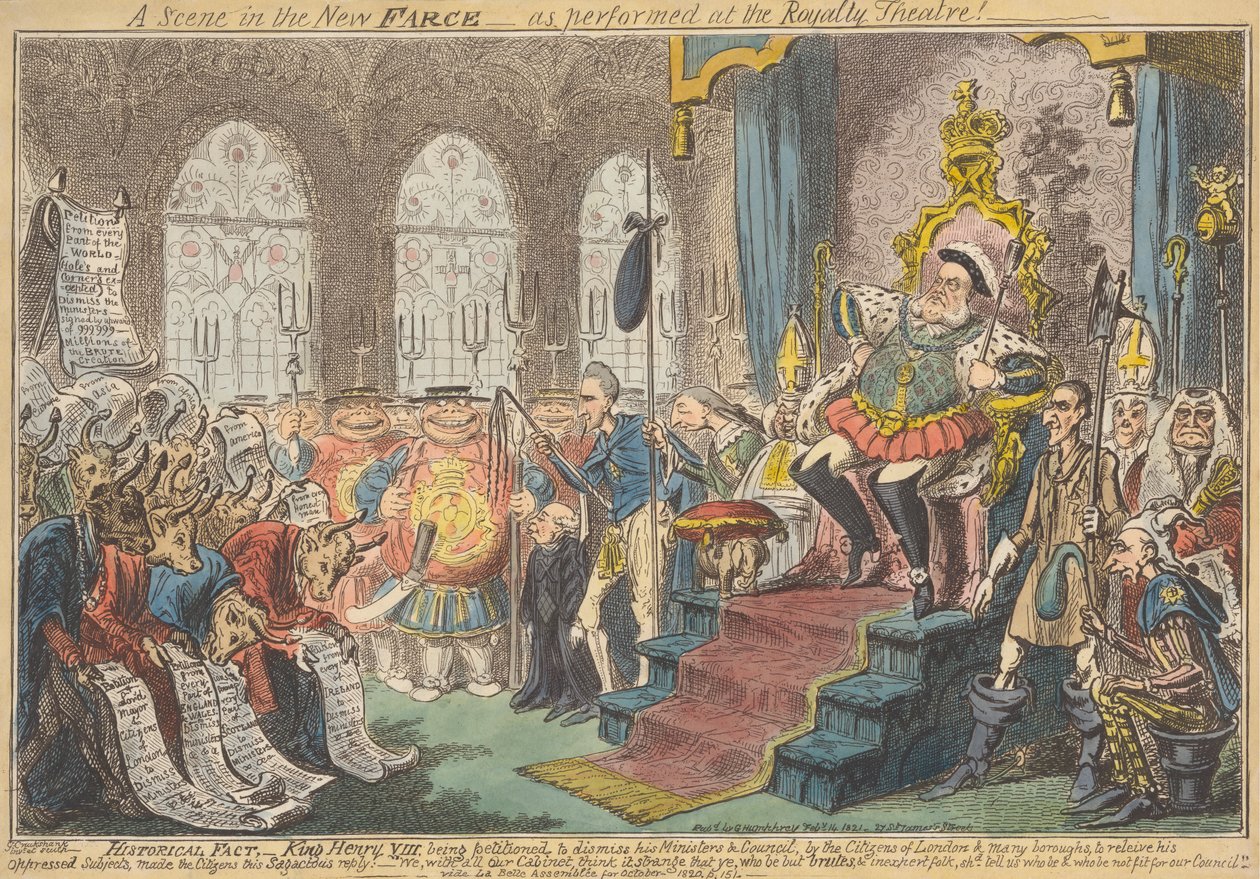 Una scena nella nuova farsa - come rappresentata al Royalty Theatre! da George Cruikshank