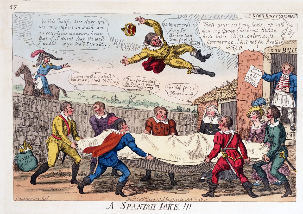 Uno scherzo spagnolo, pub. 1808 da George Cruikshank
