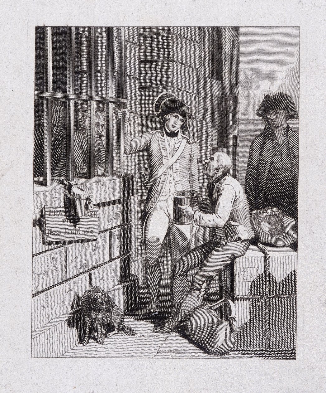 Un negozio di fischi: Tom & Jerry visitano Logic, a bordo della Fleet, Fleet Prison, Londra, 1821 da George Cruikshank