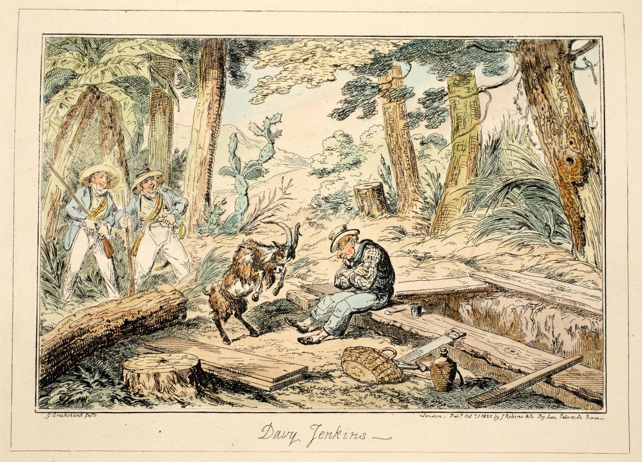 Davy Jenkins, da Greenwich Hospital, una serie di schizzi navali, descrittivi della vita di un uomo di guerra, pub. 1826 da George Cruikshank