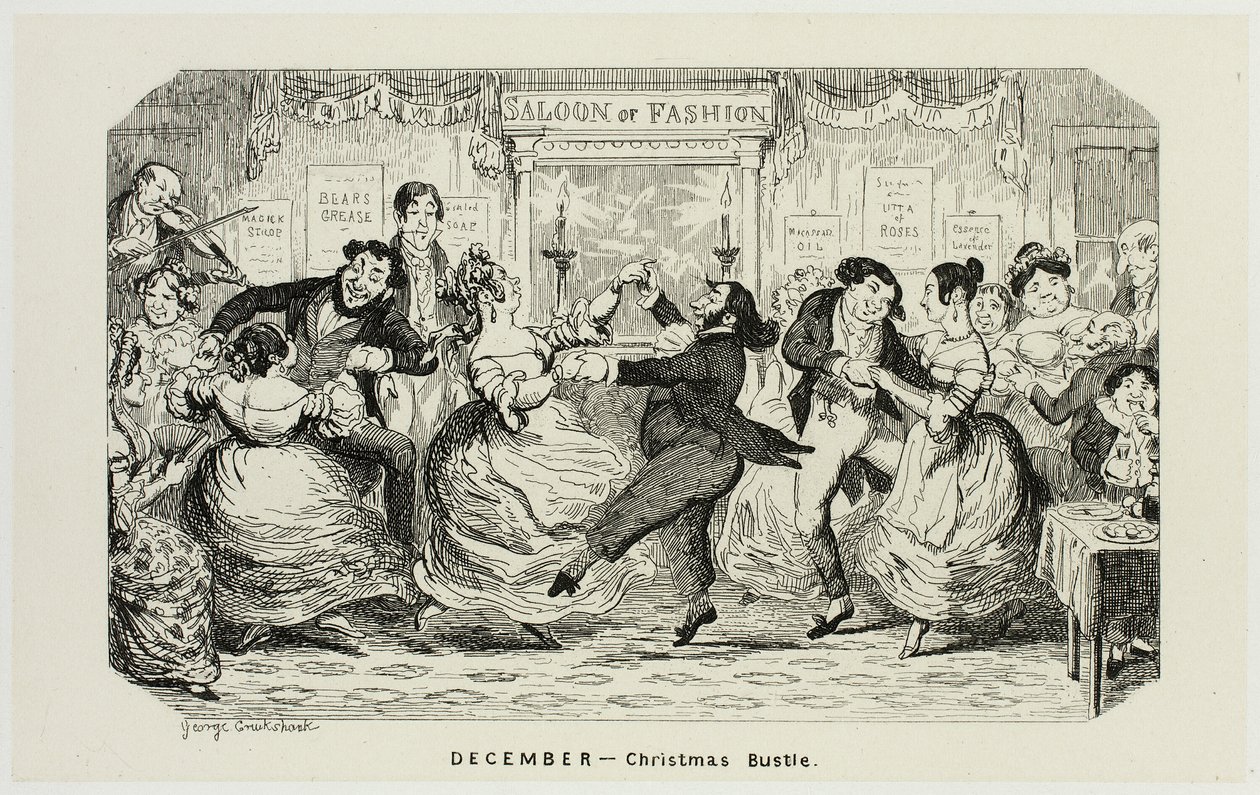 Dicembre - Busto natalizio dalle acqueforti di George Cruikshank per The Comic Almanacks: 1835-1853 da George Cruikshank