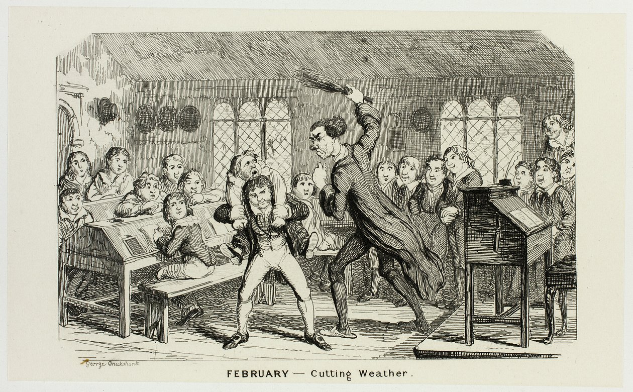Febbraio - Il tempo tagliato dalle acqueforti di George Cruikshank per The Comic Almanacks: 1835-1853 da George Cruikshank