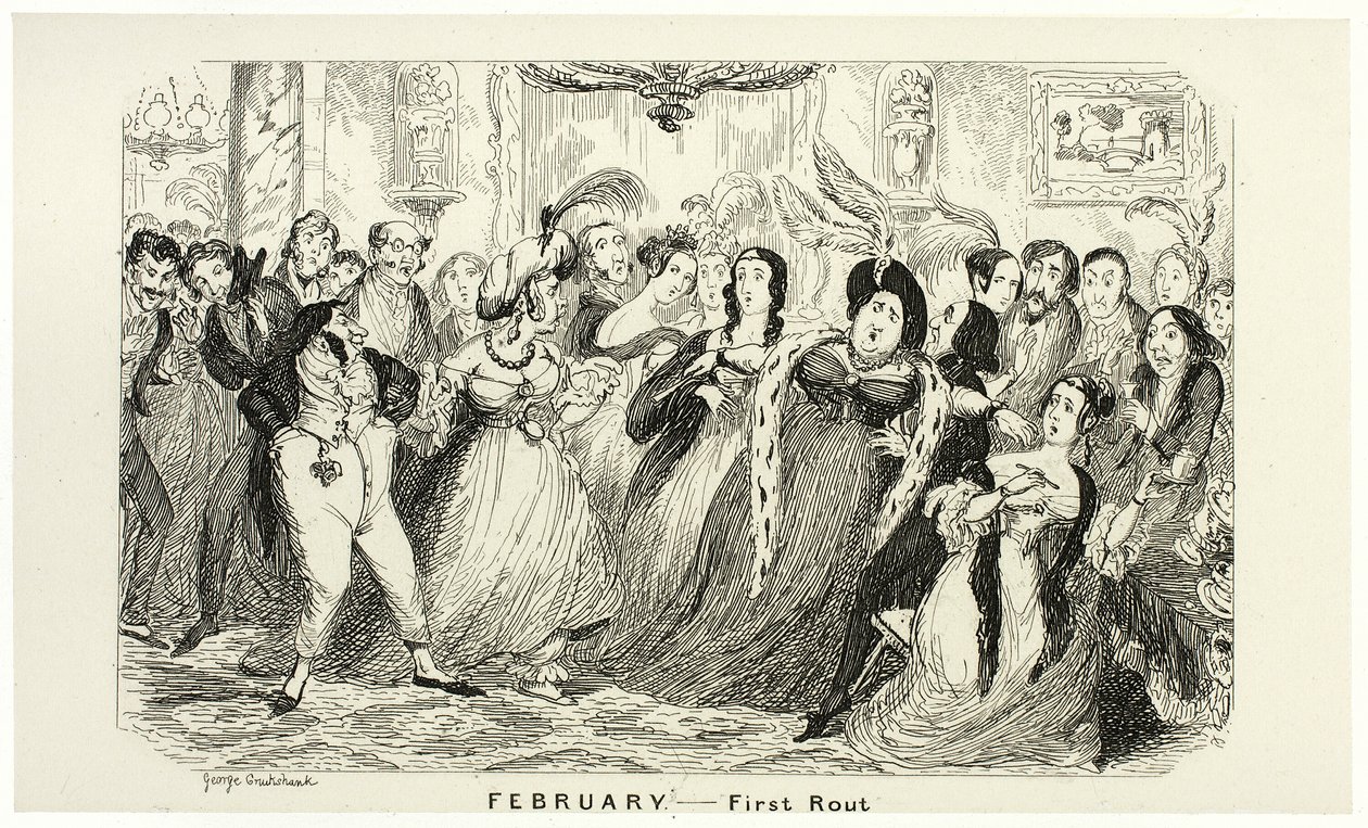 Febbraio - Prima stesura delle acqueforti di George Cruikshank in The Comic Almanacks: 1835-1853 da George Cruikshank