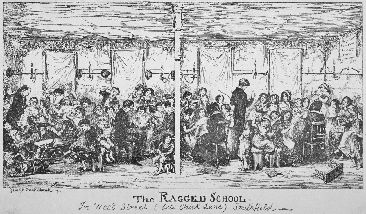 Scuola dei poveri di Field Lane, Smithfield, Città di Londra, 1850 da George Cruikshank