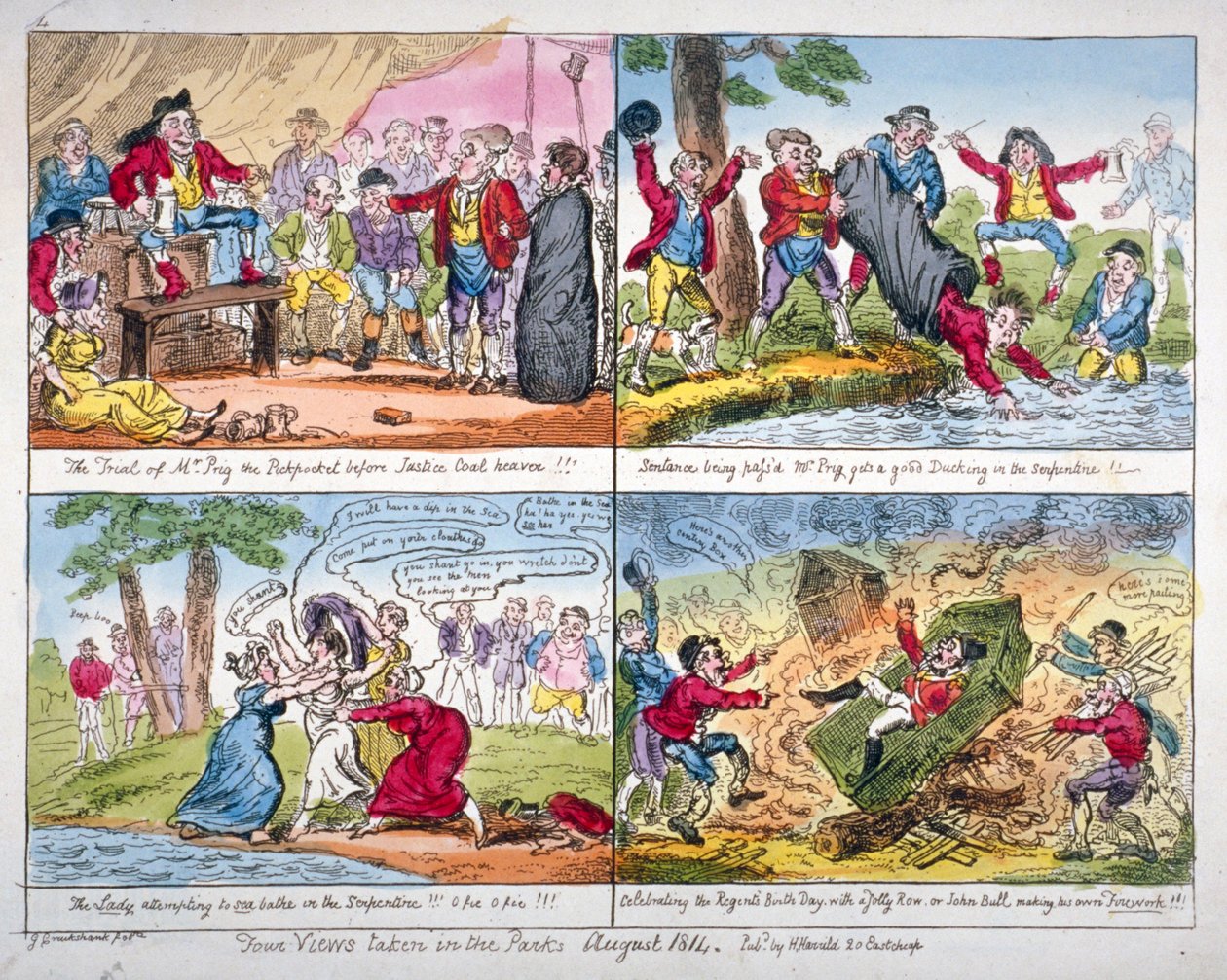 Quattro vedute prese nei parchi da George Cruikshank