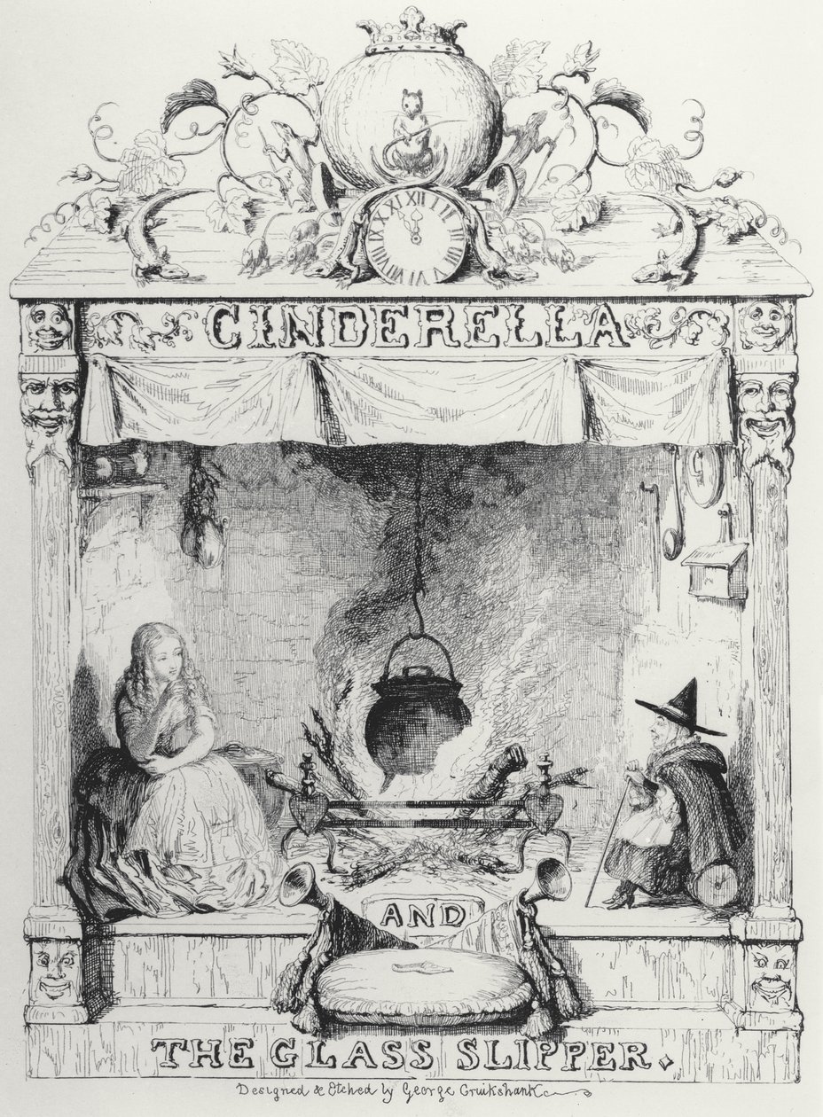 Frontespizio di Cenerentola e la scarpetta di vetro di Charles Perrault da George Cruikshank