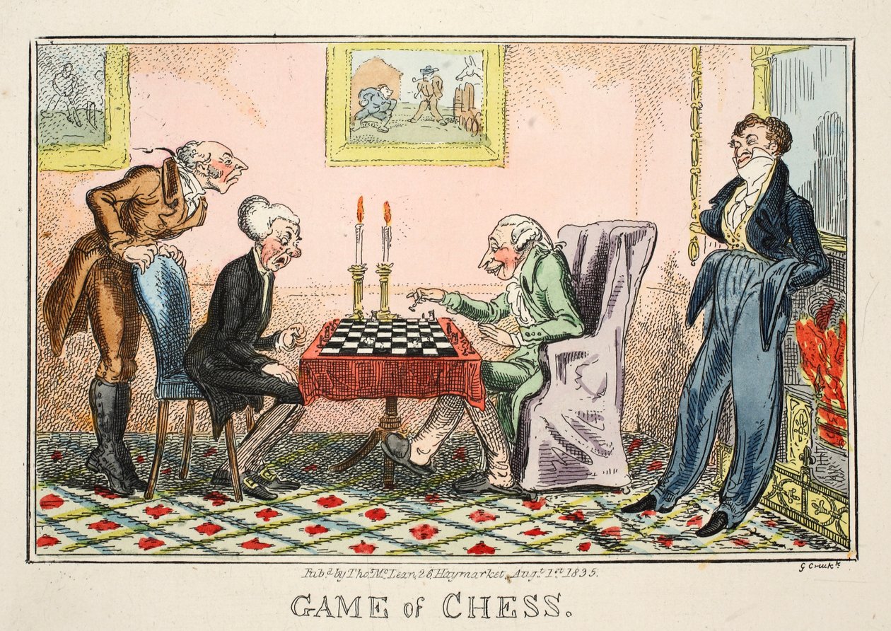 Partita a scacchi, pub da Thomas McLean, 1835 da George Cruikshank