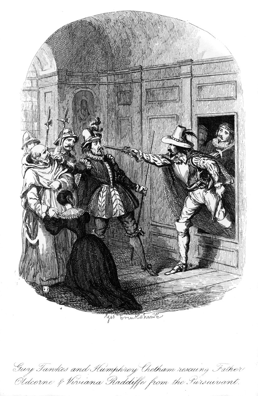 Guy Fawkes e Humphrey Chetham, 1605, 1841 da George Cruikshank