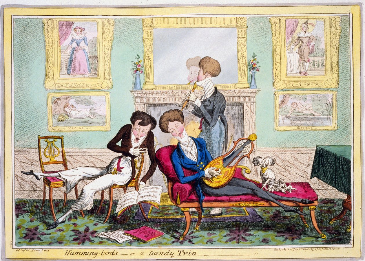 Colibrì, o un trio di dandy, pub. 1819 da George Cruikshank