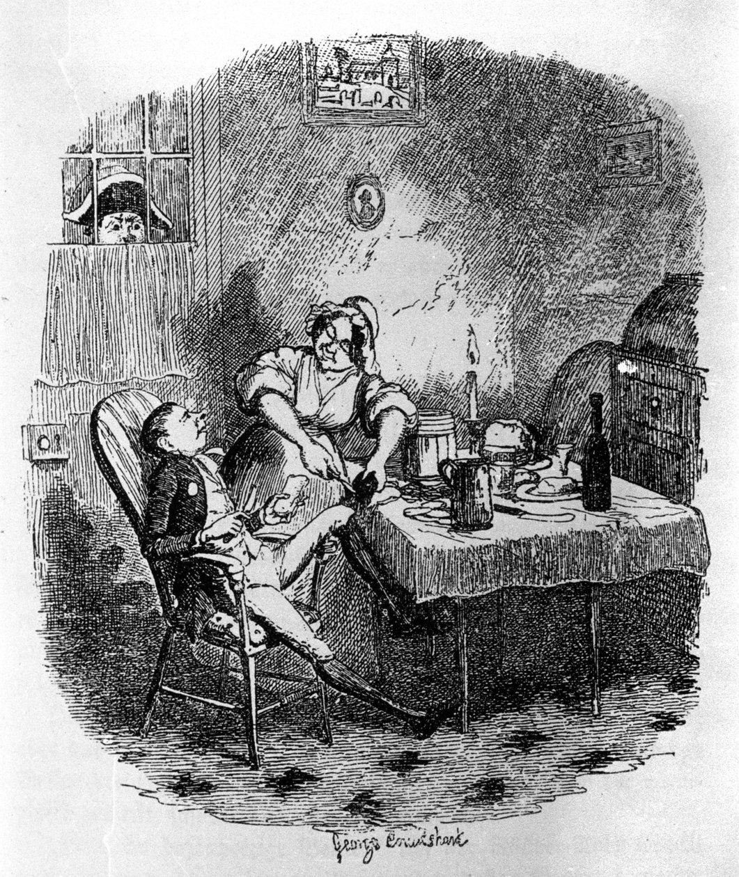 Illustrazione per Oliver Twist di Charles Dickens (1812-1870), di George Cruikshank (1792-1878). da George Cruikshank