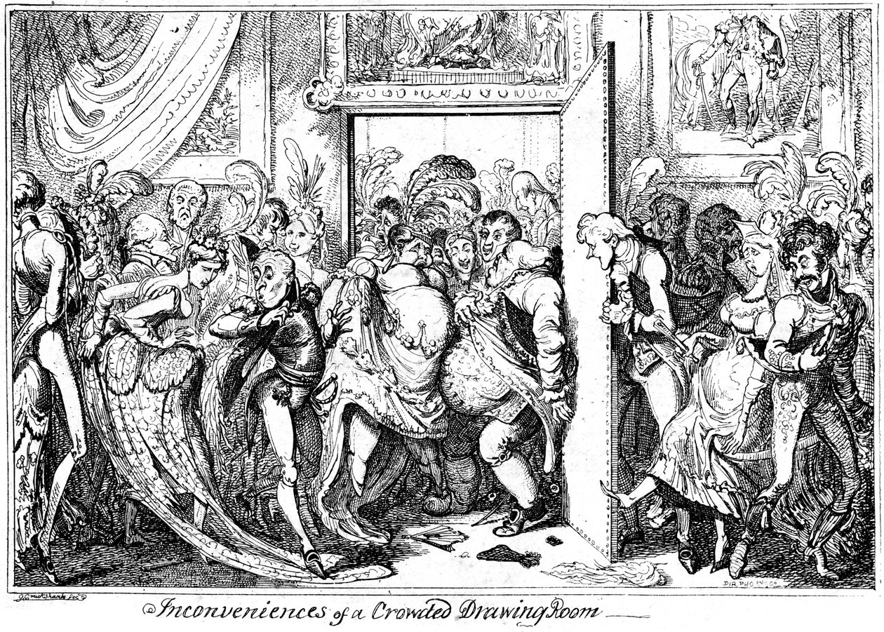 Inconvenienti di un Salotto Affollato, 1818 da George Cruikshank