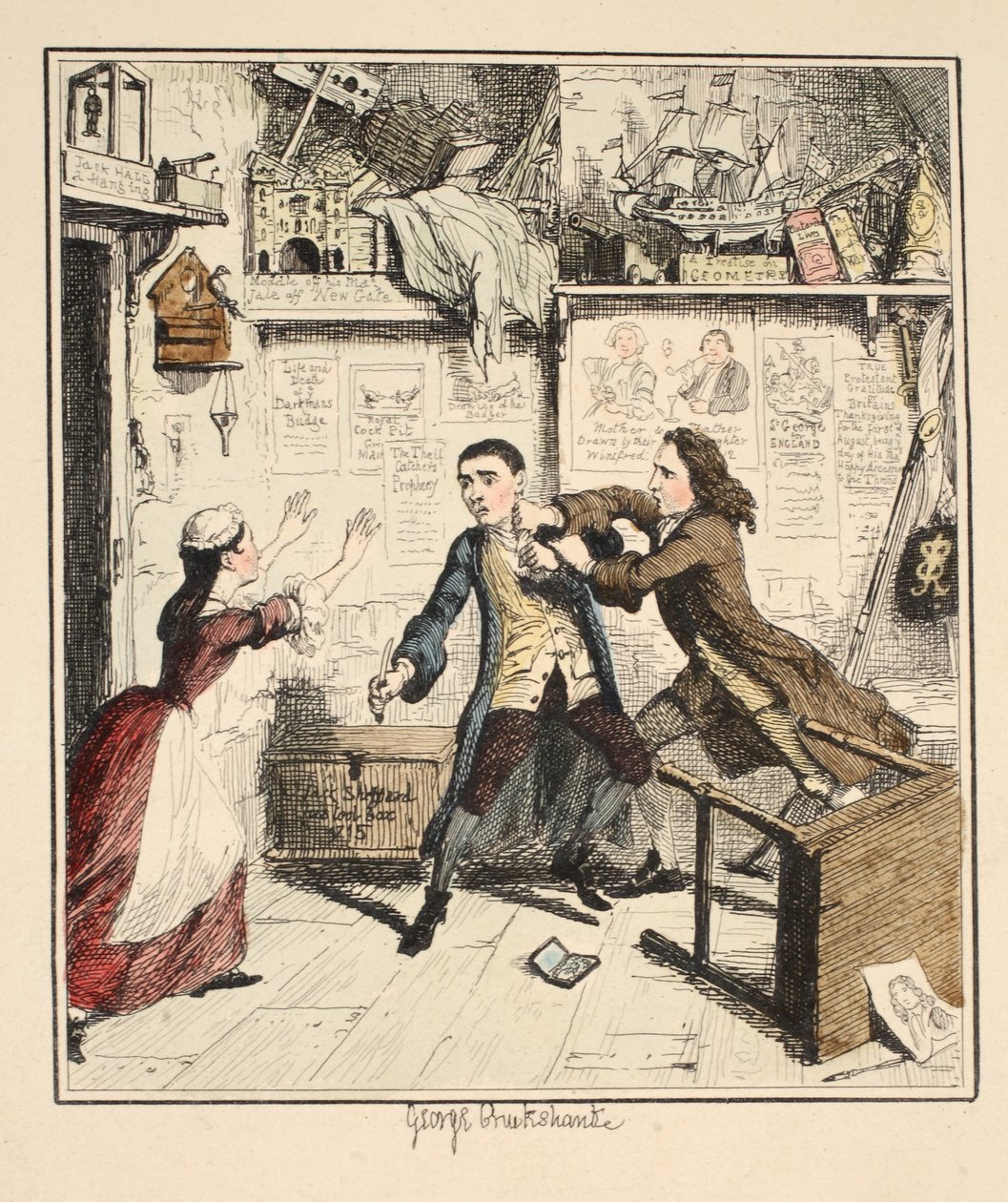 Jack Sheppard mostra un carattere vendicativo, illustrazione da Jack Sheppard: A Romance di William Harrison Ainsworth, pubblicato nel 1839 da George Cruikshank