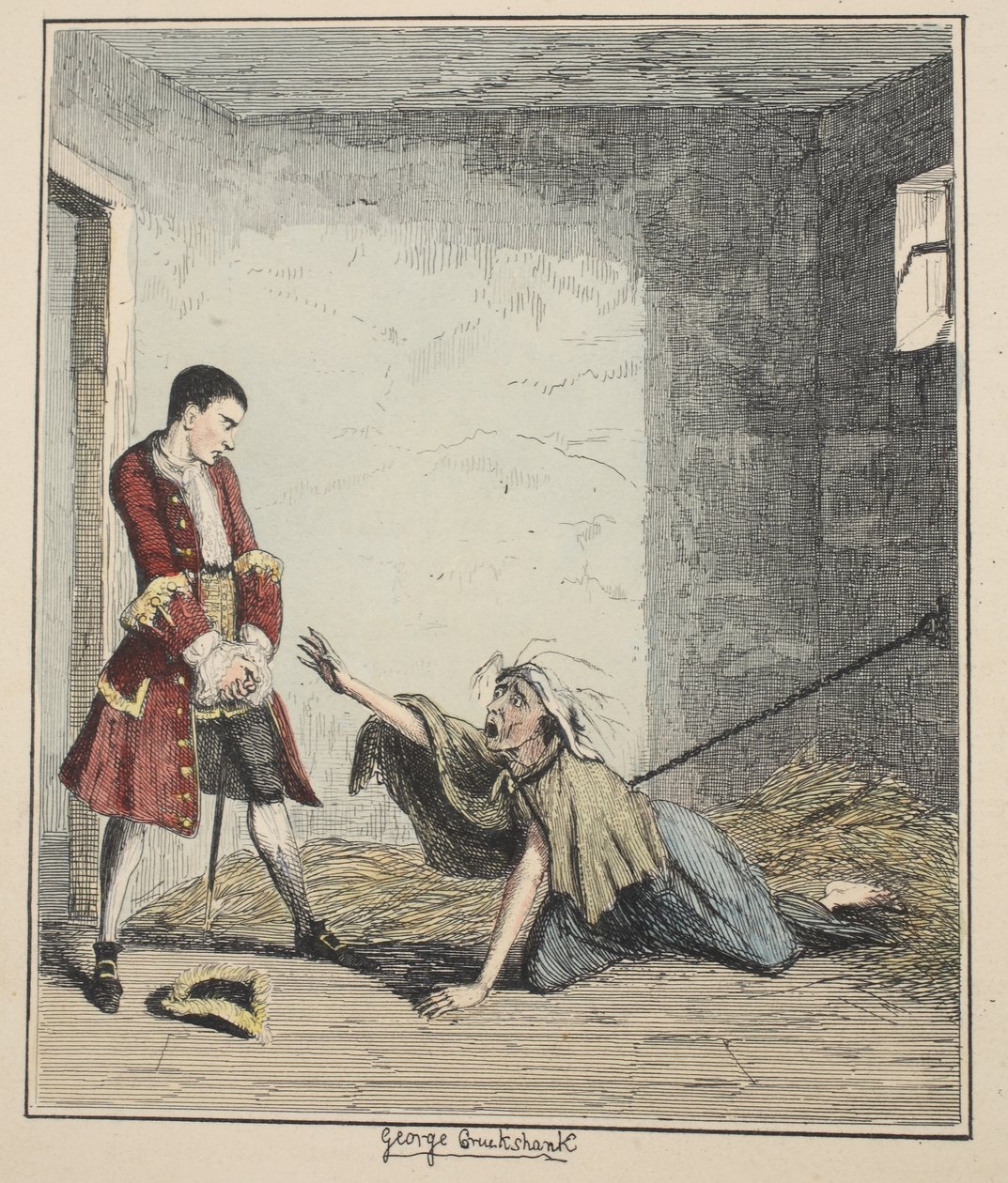 Jack Sheppard visita sua Madre a Bedlam, illustrazione da Jack Sheppard: Un Romanzo di William Harrison Ainsworth, pub. 1839 da George Cruikshank