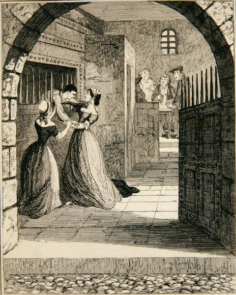 Jack che fugge dalla cella dei condannati nella prigione di Newgate, illustrazione da 