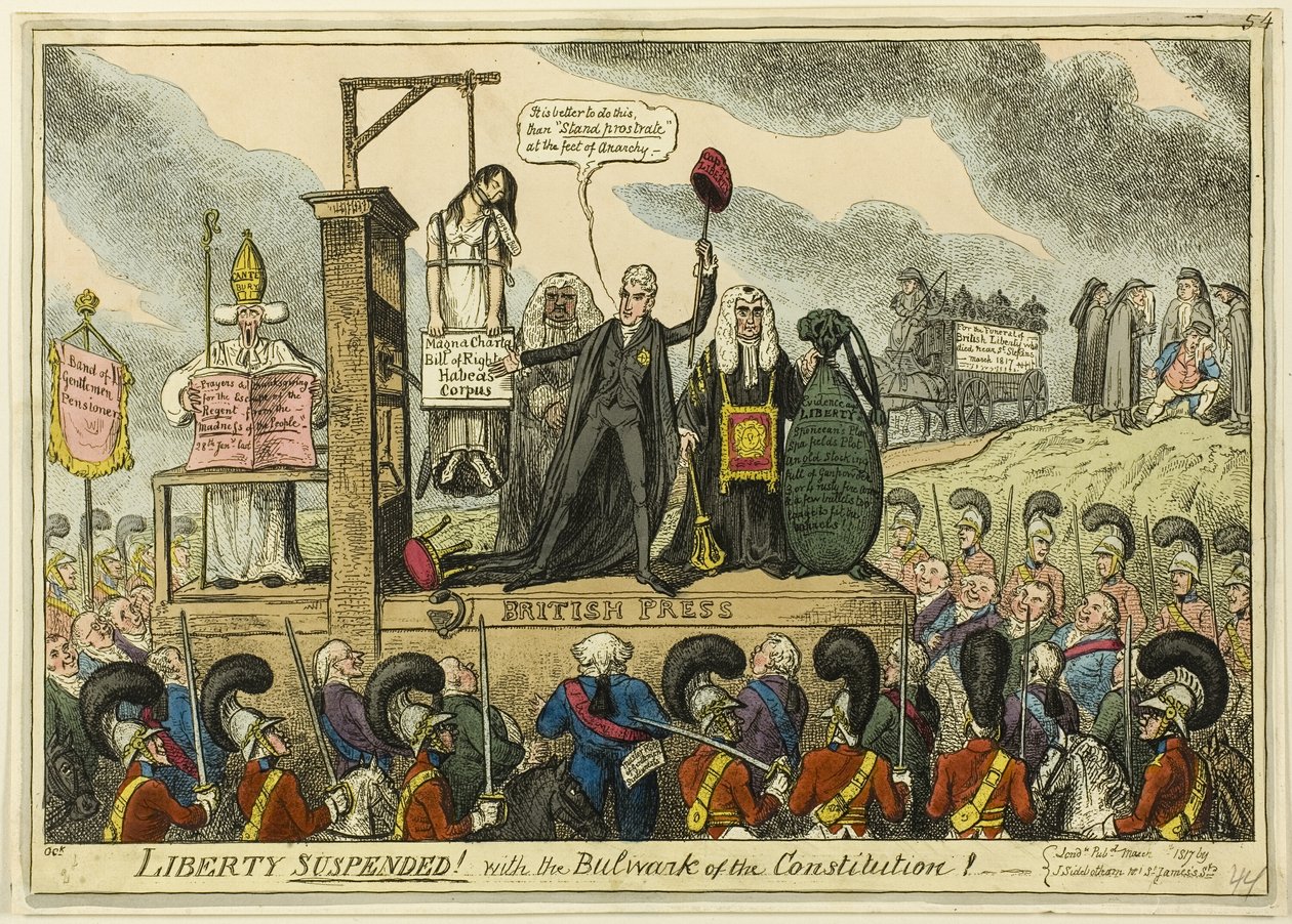 Libertà sospesa! Con il baluardo della Costituzione! da George Cruikshank
