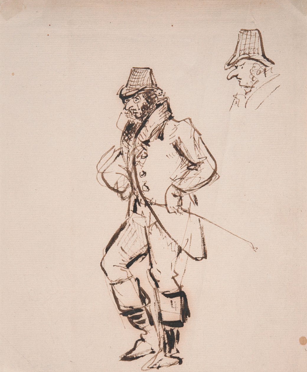 Uomo con un frustino da equitazione da George Cruikshank