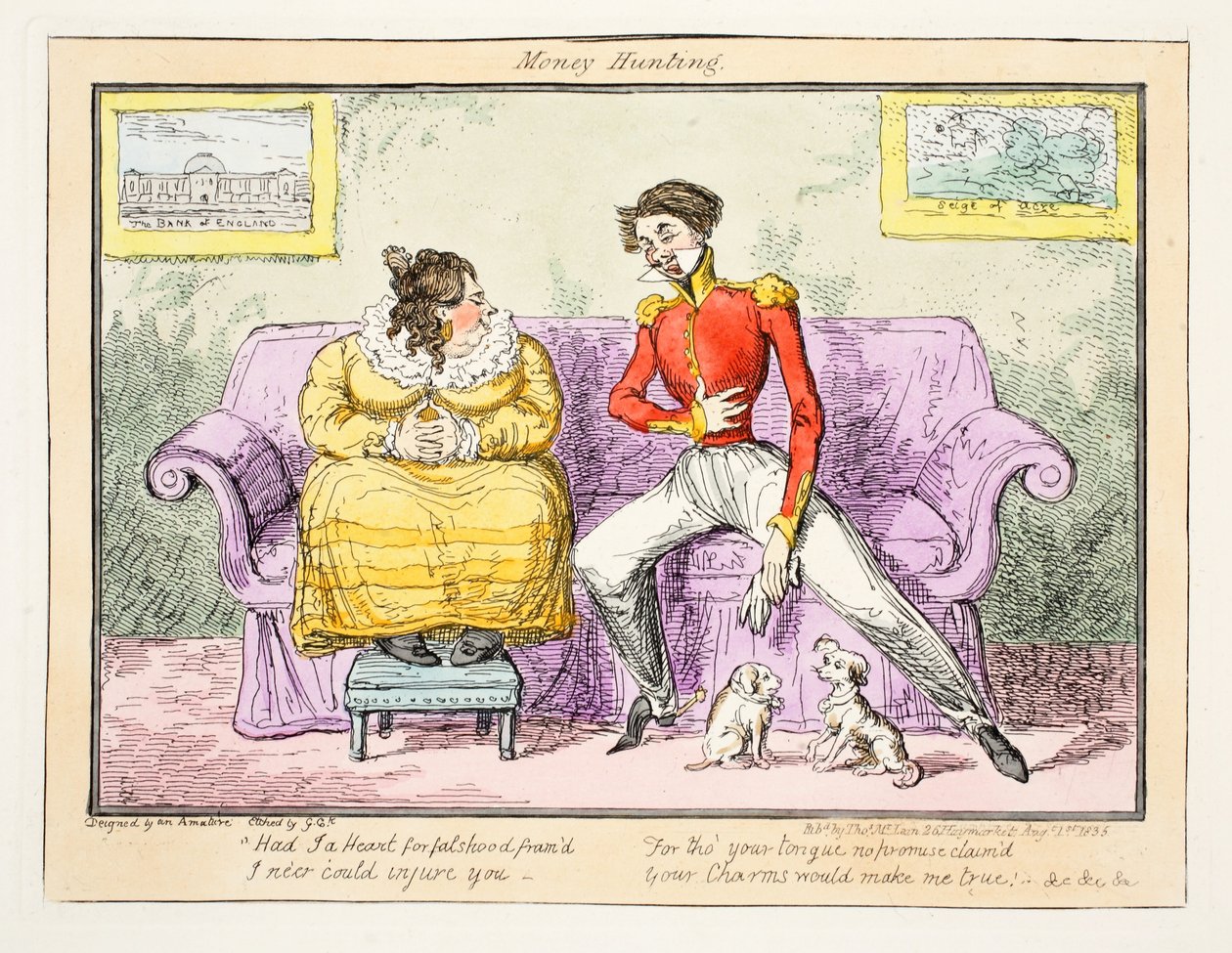 Caccia al denaro, 1835 (incisione colorata a mano) da George Cruikshank