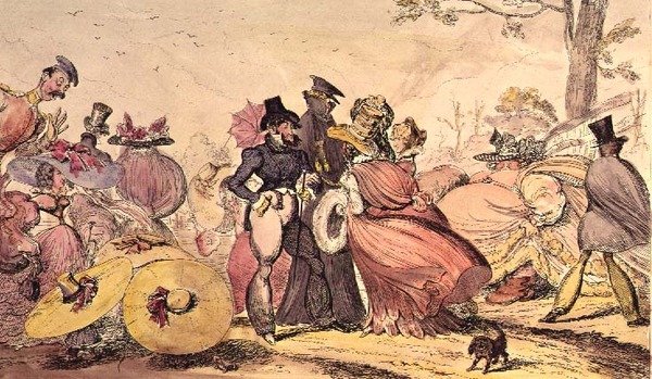 Mostruosità del 1825 e 1826. (Cartone satirico delle mode inglesi del XIX secolo) da George Cruikshank