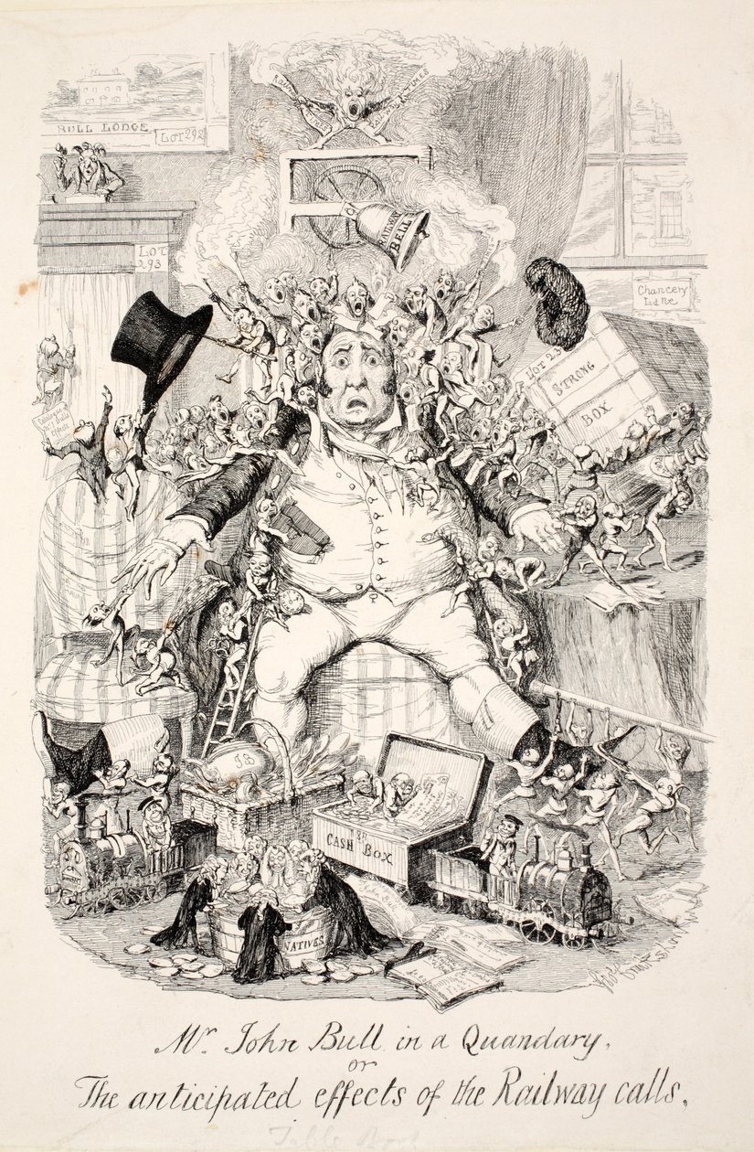 Mr John Bull in un dilemma o gli effetti anticipati delle chiamate ferroviarie da George Cruikshank