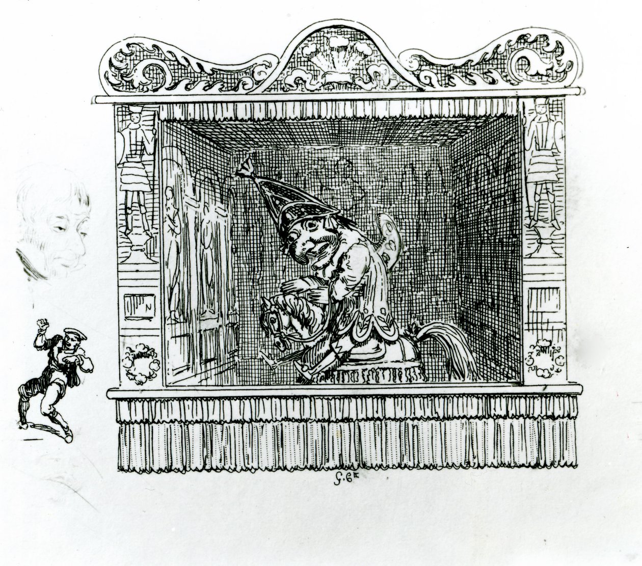 Mr Punch su Hector il cavallo da George Cruikshank