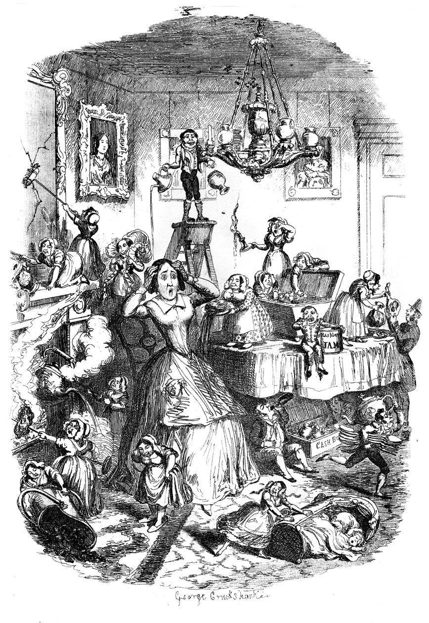 Quasi preoccupato a morte dalla più grande piaga della vita, c1840s da George Cruikshank